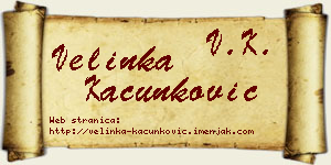 Velinka Kačunković vizit kartica